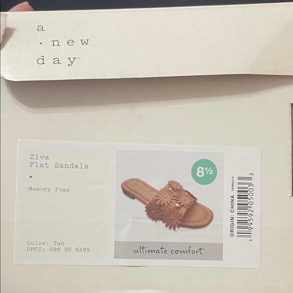 Ziva Tan Floral Slide Sandals NEW Sz.8.5 - Picture 2 of 9